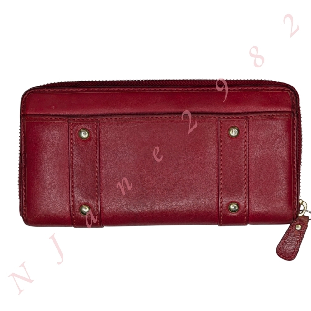 Coach Zoe Vintage Red Leather Zip Wallet Buckles Accordion Organizer EST 1941 - Picture 3 of 15